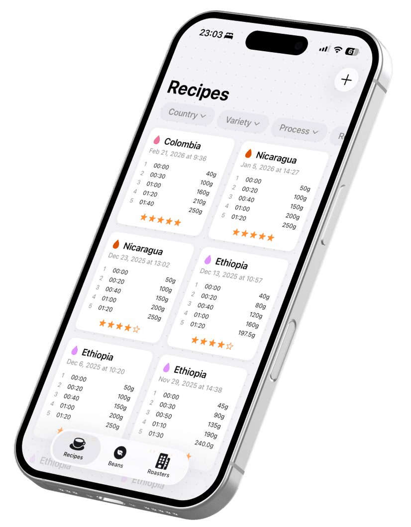 Mamenote recipe library displayed on an iPhone